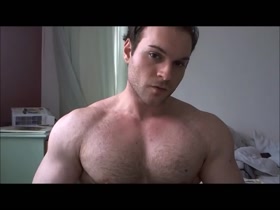 Michel Quadzilla young hairy pecs flexing (Mike Costantini)