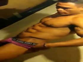 Latino Male Stripper in the Backstage