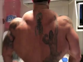 Beast is in the kitchen - pecs and back on show