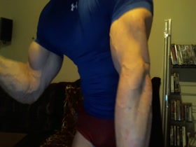 Pumping Hard Muscle in Hot Tight Blue Under Armour