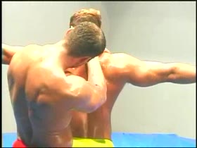 Bodybuilders oiling up