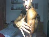 Amazingly ripped bodybuilder posing after competition