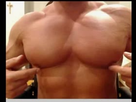 flex, nipple play and cum