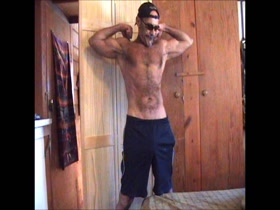 Stcking my Cock Out and Flexing Muscle
