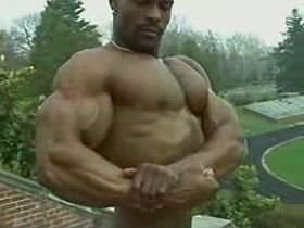 Mystery bodybuilder flexing