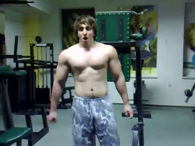 Young Tomas Horak flexing