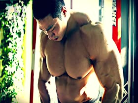 Topless shoulder workout