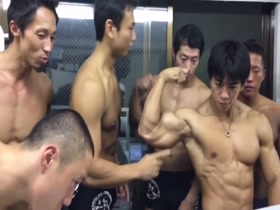 Muscle bros making noises with their abs