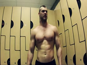 locker room jock posing