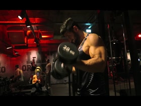 Hot muscle guy biceps workout