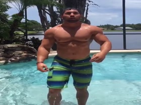 Hot Muscle Guy In The Pool