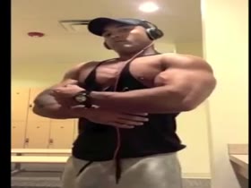 Flexing after a big chest workout