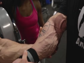 Calum Von Moger Touching the forearm of Frank McGrath.
