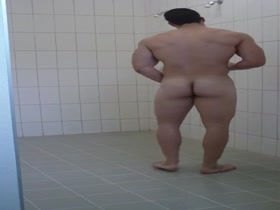 Hot French guy showering at the gym