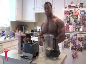 Beautiful Muscleboy makes breakfast