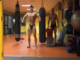 Bodybuilder posing practice