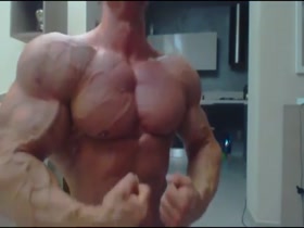 Big bodybuilder in the kitchen