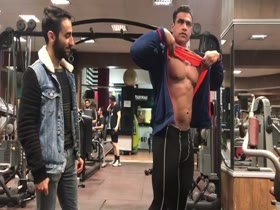 the little guy can not hide the bulge in his pants