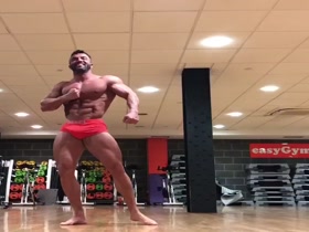 Showing the bulge in his boxers