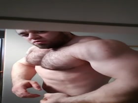 Body builder showing off