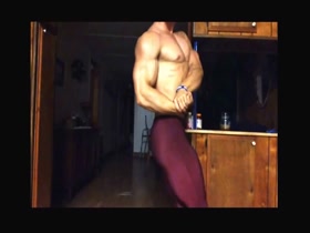 Sexy huge bodybuilder flexing