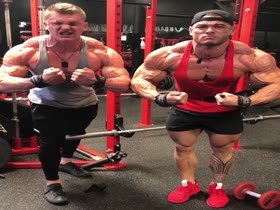 Flexing hard and making manly sex noises