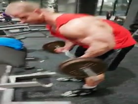 Michal Krizanek works out biceps