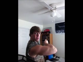 Teen redneck god flexes muscles 2