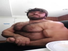 Alpha David flexes his hairy muscles