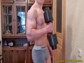 Young Muscle pump up biceps