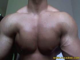 Huge, massive pecs flexing hard