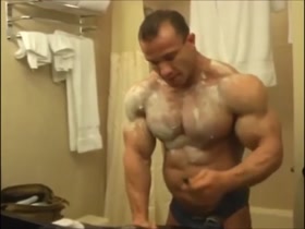 Ronny showers, shaves