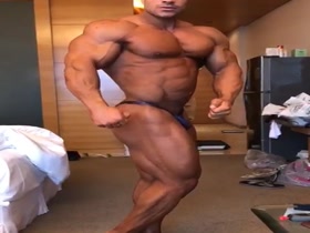 Muscle God Hotel Room Posing