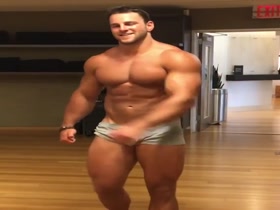 Cute and hot. Flexing after workout.