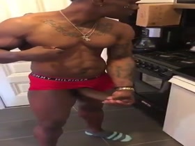 Julio plays with his hot pecs and gigantic cock