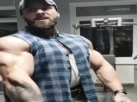 sexy bodybuilder flexing