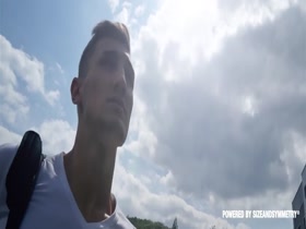 Czech muscle hunk workout and flex and showing his hood