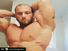 Flexing His Big Meaty Pumped Pecs