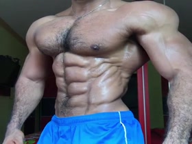 A rare find - a bodybuilder with chest hair!