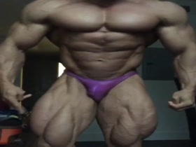 Alexis is stretching that tiny purple poser to the max!