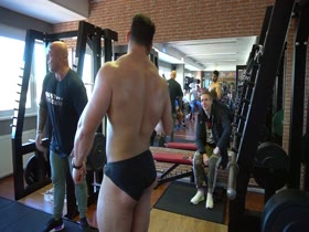 Young Bodybuilders in skimpy Briefs and Posers in the gym