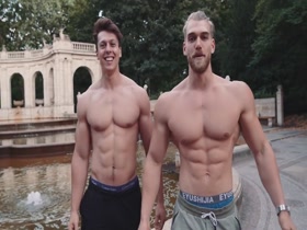 Musclestuds show off outside