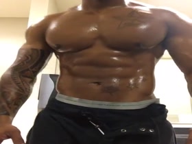 Oiled and Sweaty Black Teen Muscle