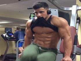 Working his Abs and Watching - Young Muscle Pup