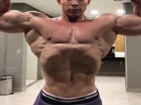 Ramon - more posing in the gym bathroom