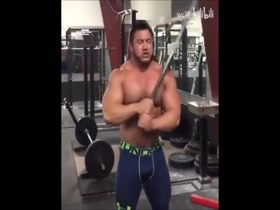 Hot muscle hunk workout