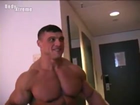 Turkish Arab Bodybuilder showing off in skimpy briefs