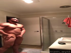 stripping wanking before shower