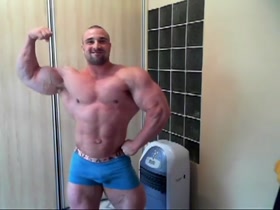 Very Big Body Builder, Very small dick jacks off