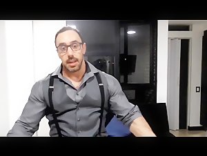 Bodybuilder in job interview